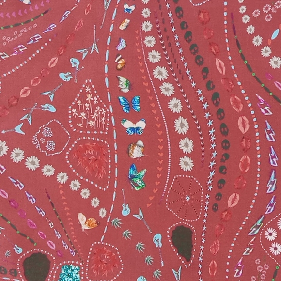 Zadig & Voltaire Risty Psyche Mixed Print Midi Dress In Wine Size Small - Picture 12 of 14